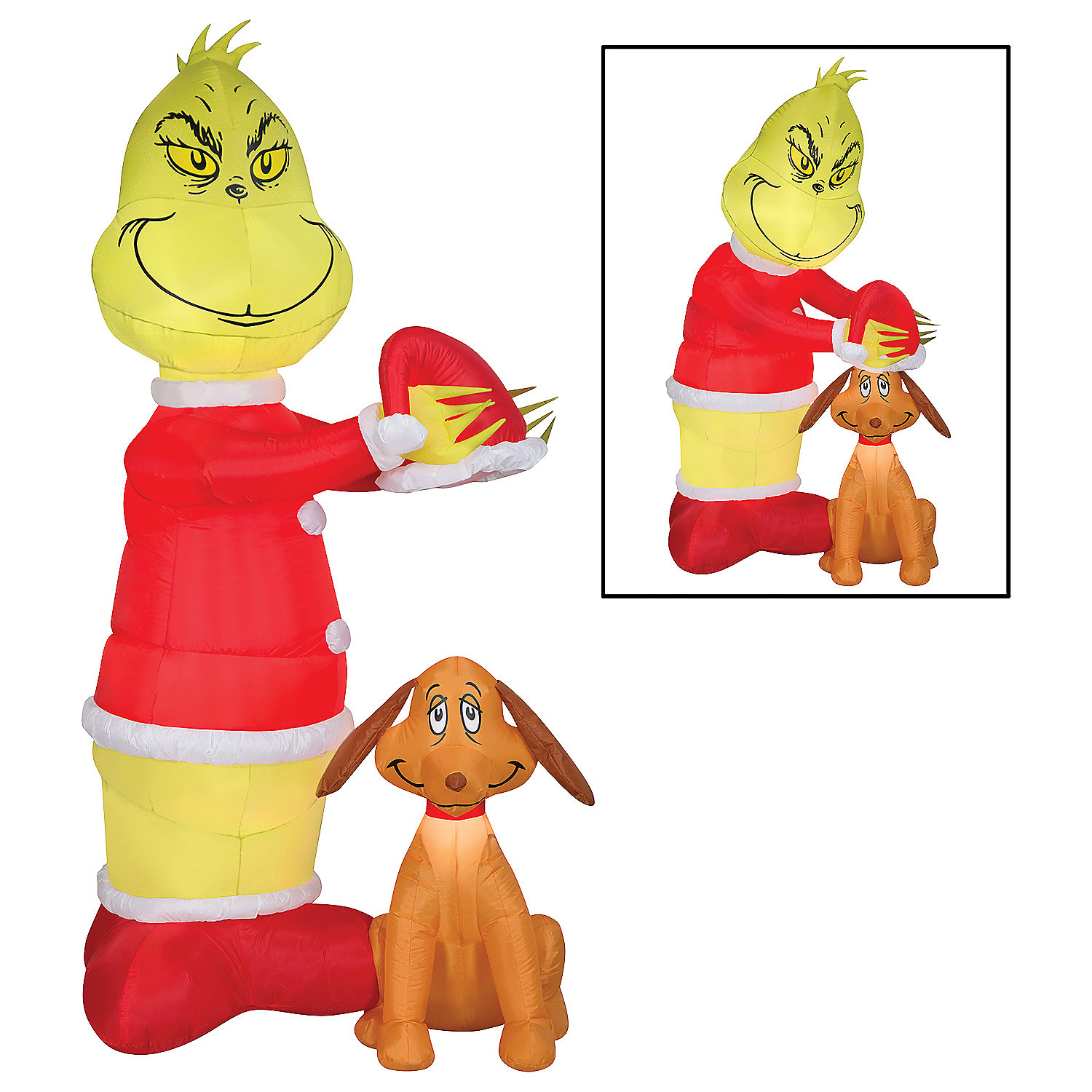 Airblown Animated Grinch Putting Santa Hat On Max 35\ Inflatable ...