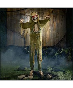 5 Ft. 4\ Standing Animated Green Skeleton Reaper Halloween Decoration