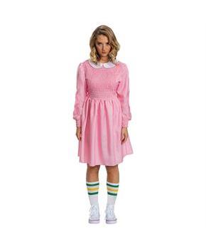 Adult Deluxe Stranger Things Eleven Pink Dress Costume