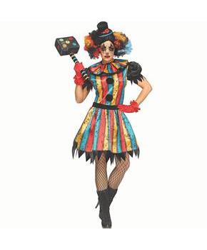 Womens Multicolored Carny Clown Costume