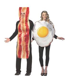 Bacon Slice Fried Eggs Couple Costume
