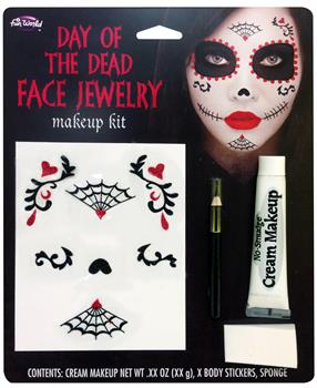 Day Of Dead Face Jewelry Makeup Kit - CostumePub.com