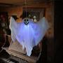 Light-Up Smiling Ghost Halloween Hanging Decoration, 19 3/4 x 20 3/4"